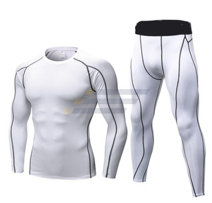 Pantalon de compression personnalisé pour homme, respirant, pour le sport, la course, l'entraînement, le yoga, le MMA, ensemble de leggings et rashguard, fitness thermique - Product Image 4