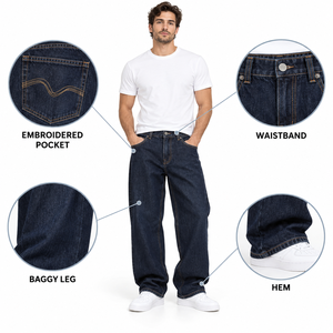 Classic Baggy <b>Jeans</b> <b>Men</b> <b>Relaxed</b> Loose <b>Fit</b> Denim Pants Cargo Style Streetwear Fashion Casual <b>Jeans</b> Manufacturer - Product Image 6