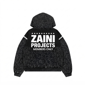 Men Full Zip Hoodie 320 GSM 80 Cotton 20 Polyester Woven Fleece Winter Pink Custom Embroidered Rhinestone Front Print - Product Image 2