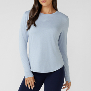 Camiseta de Manga Larga para Mujer, Color Sólido, Corte Ajustado, Estilo Casual, Básica, a la Moda - Product Image 1