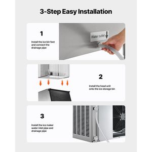 Contenitore per Ghiaccio in Acciaio Inox da 500 LBS per Attrezzature di Refrigerazione per Cucine Commerciali con Caratteristiche Antiscivolo Regolabili - Product Image 6