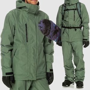 Men's <b>Green</b> Hooded Waterproof <b>Ski</b> <b>Jacket</b> With Zipper Closure Sporty Winter Outdoor Wear - Product Image 5