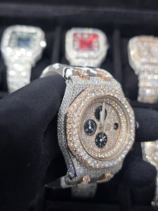 Nuevo Reloj Cronógrafo Mecánico para Hombre con Cristales de Moissanita y Zafiro, Chapado en Oro, de Acero Inoxidable, Estilo Hip Hop de Lujo - Product Image 2