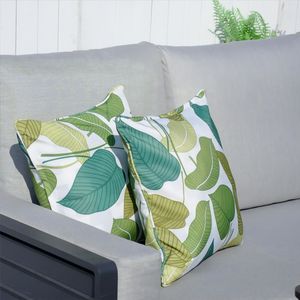 Set di 2 cuscini decorativi da esterno con motivo a foglie, 16,54 x 16,54 pollici, in poliestere - Product Image 3