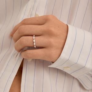 Marquise Diamond Eternity Ring, Full Eternity Band, Lab Diamond Wedding Band, 14K Stackable Ring Vintage Inspired <b>Bridal</b> Jewelry - Product Image 3