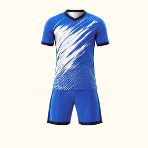 Ensemble de maillot de football bleu pour homme, col rond, manches courtes, impression dégradée sublimée, évacuation de l'humidité, vêtements pour toutes les saisons - Product Image 3