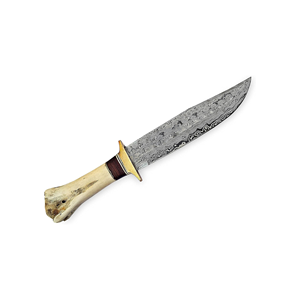 Cuchillo Bowie de Acero de Damasco Hecho a Mano por PAK ENTERPRISES con Hoja Forjada a Mano y Mango de Hueso, Cuchillo de Caza de Hoja Fija - Product Image 3