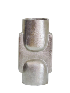 Modern Metal Flower <b>Vase</b> - Sleek Silver Tone Geometric Bud <b>Vase</b> for Minimalist Home Decor, Tabletop Centerpiece Art Piece - Product Image 3