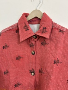 Blazer Rojo Estampado de Algodón con Cuello Vuelto, Manga Larga, Cierre de un Botón, Estilo Primavera, Chaqueta para Mujer - Product Image 2