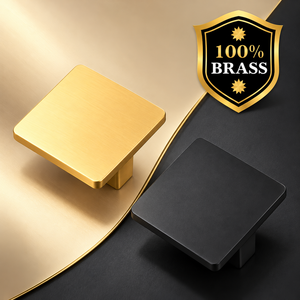 Poignée de porte double carrée moderne en laiton GLOW, bouton de meuble noir et or, quincaillerie de mobilier - Product Image 3