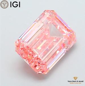 Diamant de laboratoire CVD, clarté VS1, couleur rose vif fantaisie, taille émeraude, 5,01 carats, certifié IGI, pour fiançailles, spécial - Product Image 5