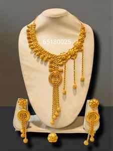 Ensemble collier et boucles d'oreilles en or plaqué diamant de 6 grammes pour femmes africaines, pour fiançailles et mariages, AWAIS HOUSE - Product Image 3