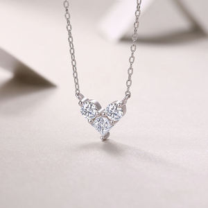 <b>Heart</b> <b>Shape</b> Moissanite Pendant Necklace 925 Silver Rhodium Plated Round Brilliant Cut Claw Setting Women's Classic <b>Box</b> Chain - Product Image 3