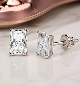 Lab Grown Diamond Radiant Cut Stud <b>Earrings</b> | Solitaire Diamond <b>Earrings</b> for Women | <b>Fine</b> Jewelry - Product Image 1