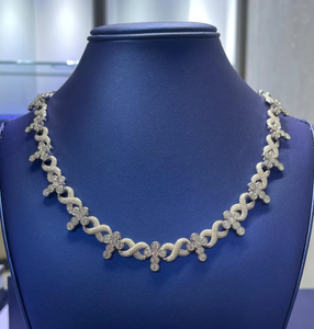 Collier fleur en diamant Moissanite VVS, serti de pierres, en argent 925, collier de luxe pour homme et femme, idéal pour les soirées. - Product Image 1