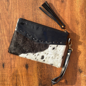 Nueva llegada de cuero de vaca multifuncional señoras cremallera bolsa de cuero genuino de la moda tarjeta efectivo monederos de muñeca para las mujeres - Product Image 2