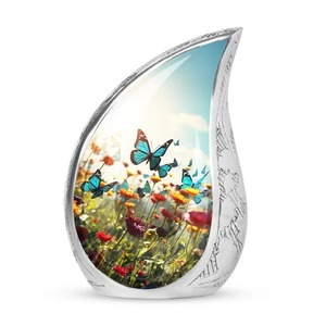 Silver Teardrop Cremation Urn with Eagle Design for Adult Ashes <b>Memorial</b> <b>Keepsake</b> American Style Decorative Tear Drop Urn - Product Image 3