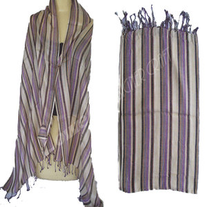 Écharpe en viscose tricotée à rayures élégantes pour hommes et femmes, douce, légère, respirante, tendance, hiver, automne, couverture chaude pour le cou - Product Image 2