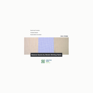 Fibre recyclée innovante SWL-7G1866, laine de mer hygiénique PET/Polyester=23/77 pour la confection de t-shirts, marque Seawool, Taiwan - Product Image 1