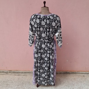 Floral Printed Embroidered Maxi <b>Dress</b> Tie Neck <b>Long</b> Sleeve Regular Eco-Friendly Casual Woven Women's All Seasons Breathable - Product Image 4
