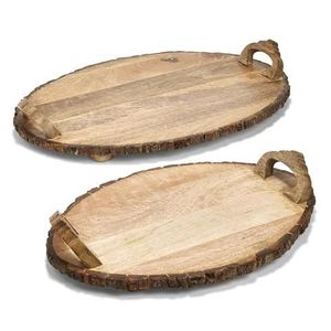 Bandeja Decorativa Ovalada de Madera con Asas, Diseño Minimalista, Hecha a Mano, Paquete Individual, PRECIO AL POR MAYOR - Product Image 5