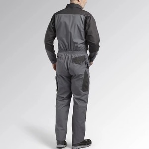 <b>Men's</b> Gray <b>Work</b> Coverall With Black Accents Abrasion Resistant Polyester Long Sleeve Safety Uniform - Product Image 3