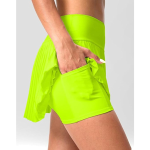 Women's Pleated Tennis <b>Skirt</b> <b>Elastic</b> <b>Waist</b> Solid Color Sporty Mini <b>Skirt</b> Breathable Spandex Polyester Summer Wear - Product Image 5