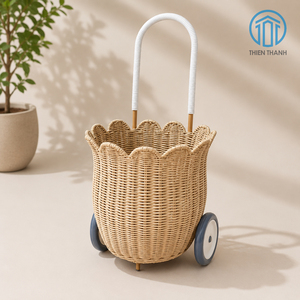 Nuevo Carrito de Compras de Mimbre Hecho a Mano, Juguete para Niños, Carrito de Bebé, Cesta de Almacenamiento de Mimbre, Decoración para Guardería, Regalo, Carritos de Bebé - Product Image 1