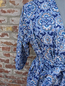 Kimono unisex de algodón estampado a mano, transpirable, para playa, para adultos, hecho a mano, con cierre de cordón, bata informal para mujer - Product Image 6