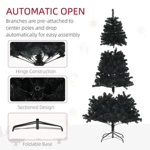 Albero di Natale Artificiale Non Illuminato Alto 1,8 m con 1000 Punte di Rami, Base in Acciaio ad Apertura Automatica per Decorazioni Natalizie Casa e Ufficio - Product Image 4