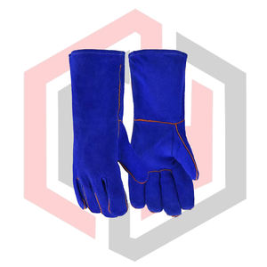 Guantes de Trabajo de Cuero Azul para Soldadura, con Puño de Seguridad, Antivibración, Anticorte, Resistentes al Calor y al Fuego, Textura Suave - Product Image 3