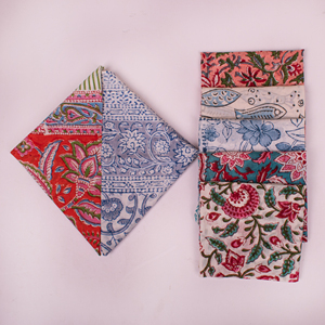 Mouchoirs en coton bio de luxe imprimés à la main, multicolores, style floral vintage, écologiques, cadeau pour adultes - Product Image 3