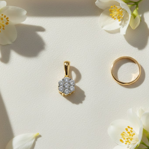 Colgante con forma floral de diamantes redondos reales de 0.25 TCW sin cadena |   Joyería de Oro con Diseño de Flores Agrupadas para Mujer, Regalo para Uso Diario - Product Image 3