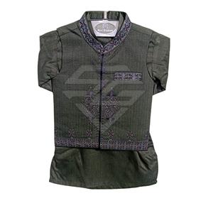 Conjunto de Kurta y Pijama de Algodón 100% de Alta Calidad con Chaleco para Niños, Traje Tradicional Étnico para Bodas y Fiestas - Product Image 1