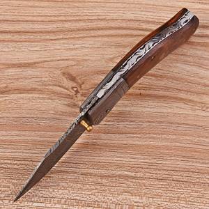 Couteau pliant EDC personnalisé en acier Damas, manche en bois de rose, fait main, verrouillage Liner Lock, pour la chasse et l'extérieur, qualité industrielle, garantie 1 an - Product Image 6