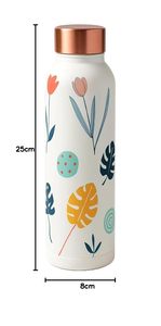 Bouteille d'eau design en cuivre 99,9 % avec protection anti-fuite, bienfaits ayurvédiques pour la santé, motif feuille - Product Image 2