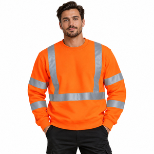 High Quality High Visibility Sweatshirt Reflective Tape Workwear Safety Sweatshirt <b>Fleece</b> <b>Work</b> Sweater Custom <b>Men's</b> Safety Shirt - Product Image 1