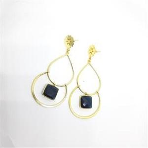 Boucles d'oreilles pendantes en onyx noir, design tendance, vente en gros - Product Image 2