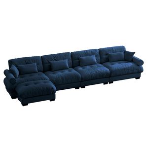 Divano Angolare Moderno in Velluto a Forma di L, Convertibile, Profondo, 4 Posti, Modulare, Comodo, Imbottito per Soggiorno - Product Image 6