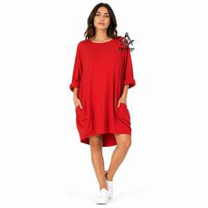 Vestido Largo Rojo de Algodón para Mujer, Bordado con el Escudo de la Hermandad Delta Sigma Sorors, Ropa Casual para Damas - Product Image 1