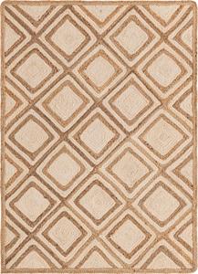 Handwoven Natural White Diamond Pattern Jute Square <b>Rug</b> Braided Natural Fiber <b>Boho</b> Farmhouse Area Carpet - Product Image 2