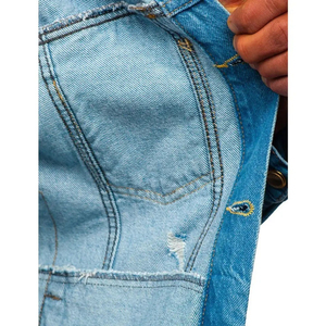 Fall High-End High Street Denim Jacket <b>Men</b> Stand Collar Front Logo Baggy Multi-Pocket Breathable Waterproof Windproof Casual - Product Image 6