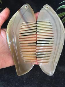 Handmade Eco-Friendly Carved Buffalo Horn Leaf Shape Comb Natural <b>Massage</b> Detangling <b>Hair</b> <b>Brush</b> with Modern Design - Product Image 5