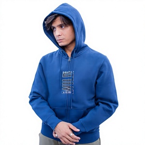 Sudadera con Capucha Azul para Hombre, con Cierre, de Algodón y Felpa, Informal, para Otoño, Corte Regular, con Estampado de Letras y Logotipo Frontal - Product Image 6