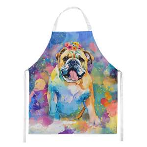 English Bulldog Hippie Dawg Unisex Large Multicolor Kitchen <b>Apron</b> for Cooking Baking Crafts <b>Gardening</b>-Adult Men and Women - Product Image 1
