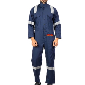 Combinaison de travail réfléchissante pour hommes, uniforme de sécurité en polyester, bleu, haute visibilité, avec espace pour logo - Product Image 1