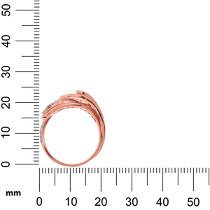 Overlapped Flutter Diamond <b>Ring</b> 14K Rose Gold Pear Cut Diamond Bypass <b>Ring</b> with Full Pave Diamond Shank and Openwork Floral - Product Image 5