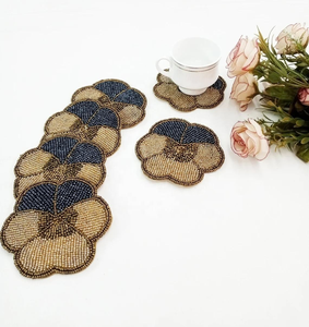 Round Handmade Beaded Coasters Colorful <b>Table</b> <b>Mats</b> for Home Decor And Kitchen At Low Price - Product Image 5