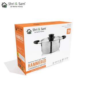 Cazuela martillada de acero inoxidable ligera con tapa SS Esencial de cocina Premium - Product Image 2