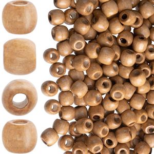 Perles en bois rondes naturelles à rayures, design élégant, perles intercalaires lâches pour la fabrication de bijoux DIY et l'artisanat - Product Image 2